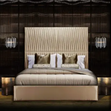 Exclusive Bed With Tall Satin Pleated Headboard Exclusive Bed With Tall Satin Pleated Headboard winter new arrivals