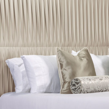 Exclusive Bed With Tall Satin Pleated Headboard Exclusive Bed With Tall Satin Pleated Headboard