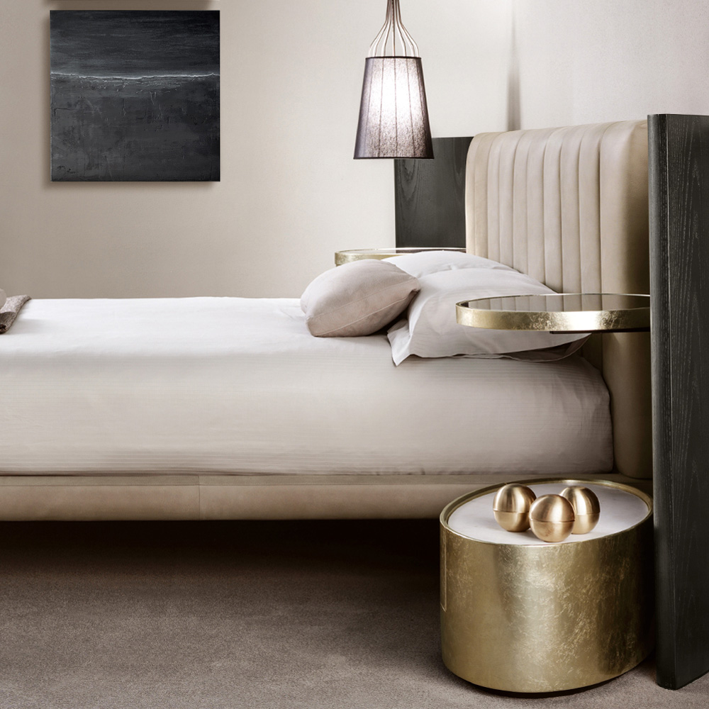 Contemporary Bed With Extended Headboard