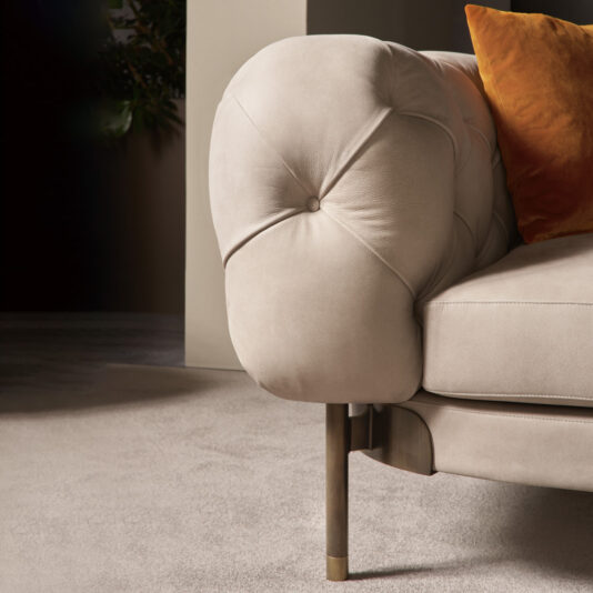 Modern Low Button Upholstered Leather Sofa Modern Low Button Upholstered Leather Sofa