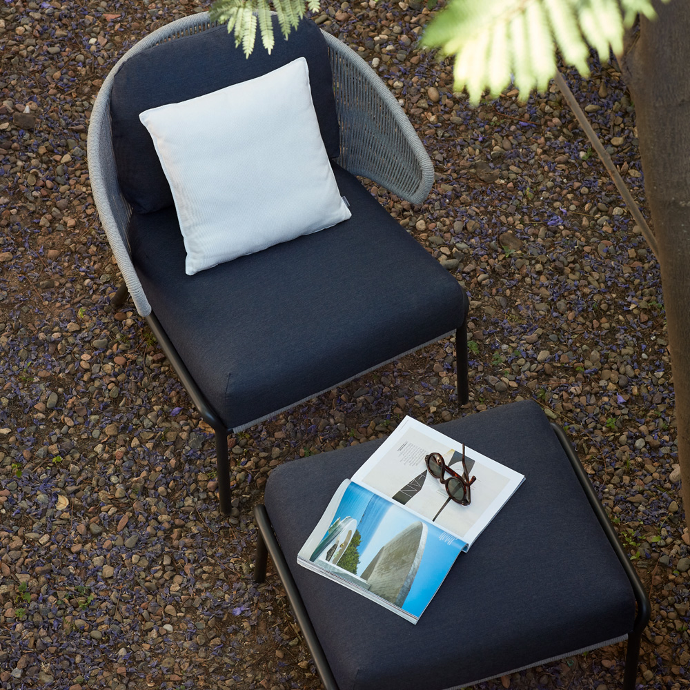 Contemporary Outdoor Garden Armchair And Footstool