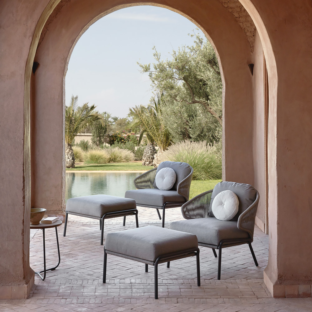 Contemporary Outdoor Garden Armchair And Footstool