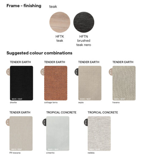 A color and material guide showcasing 