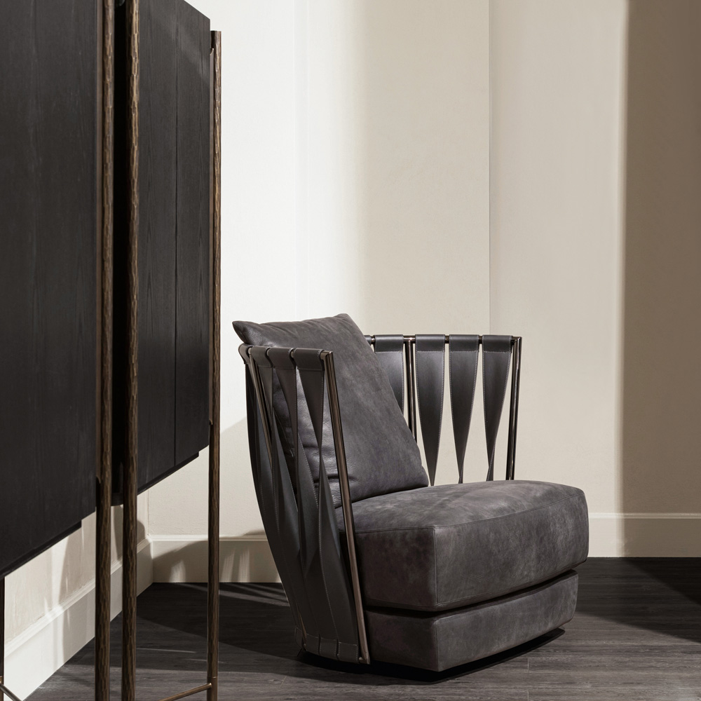 Modern Leather Twist Armchair