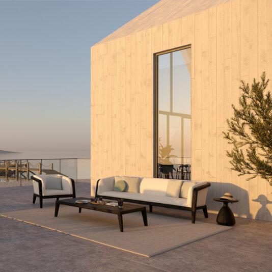 Luxury Dark Teak Garden Sofa And Chair Set