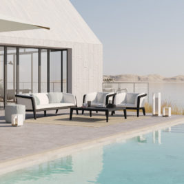 Luxury Dark Teak Garden Sofa And Chair Set