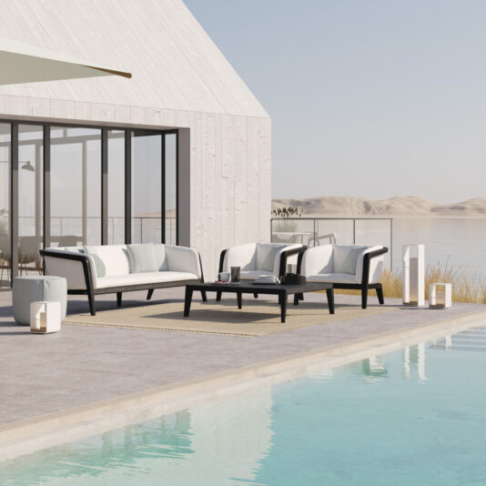 Luxury Dark Teak Garden Sofa And Chair Set