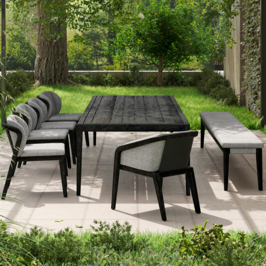 Luxury Dark Teak Outdoor Dining Set