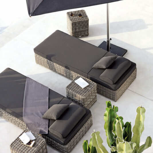 Luxury Wicker Style Sun Lounger