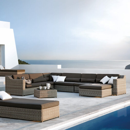 Large Outdoor Wicker Style Corner Sofa