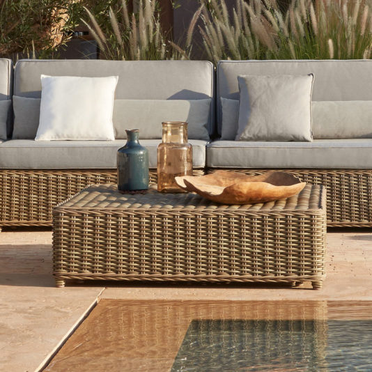 Wicker Style Outdoor Coffee Table Stool