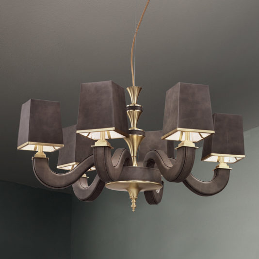 Contemporary Brown Faux Leather Chandelier