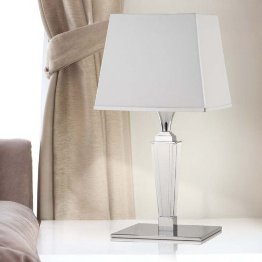 Contemporary White Faux Leather Table Lamp