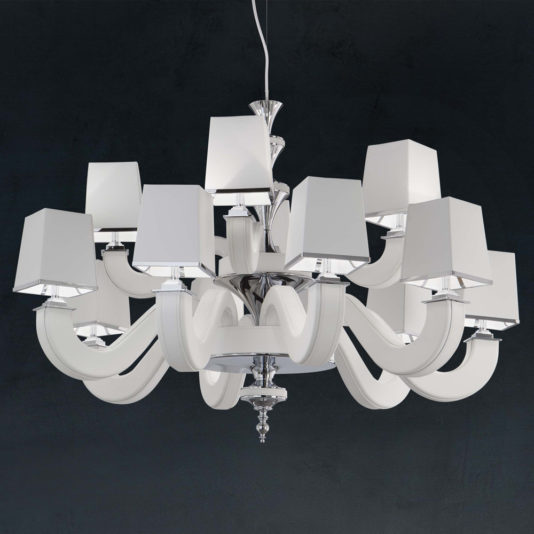 Contemporary White Faux Leather Chandelier