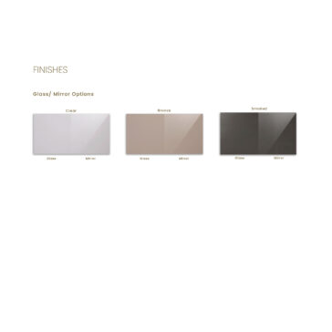 Modern Art Deco Style Console Table The image displays the Modern Art Deco Style Console Table, featuring three finishes: Clear, Bronze, and Smoked, with side-by-side comparisons of glass and mirror panels to highlight each elegant option.