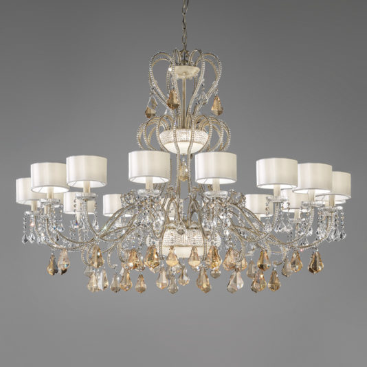 Large Crystal Chandelier With Shades