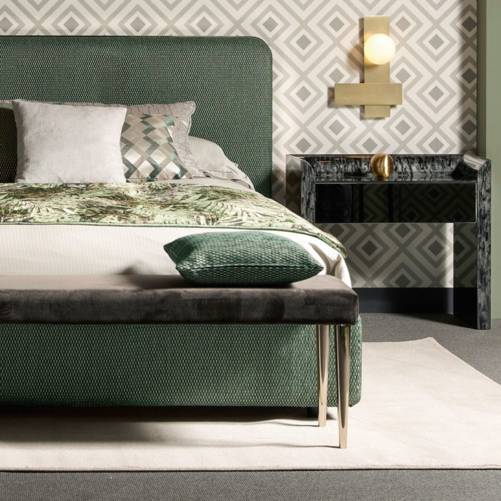 Contemporary Curved Upholstered Bed