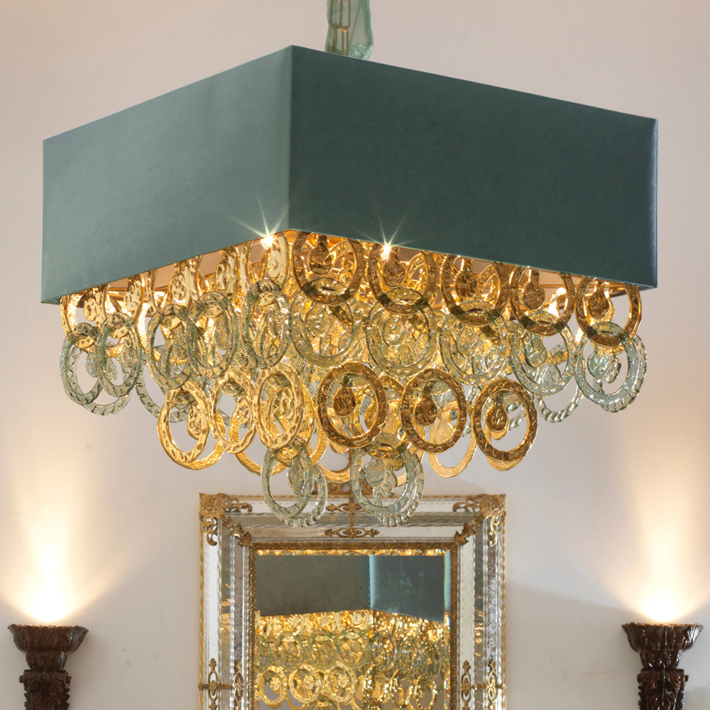 Contemporary Square Gold Ring Chandelier