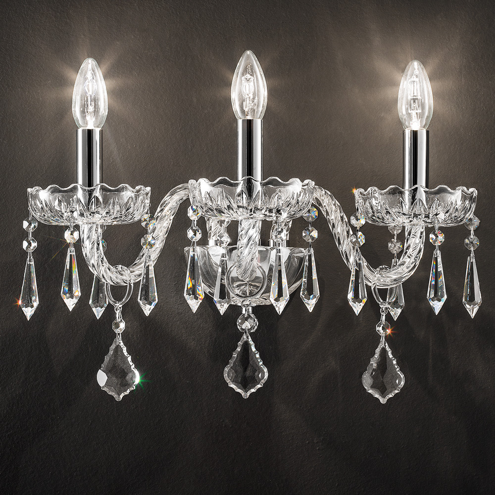 Contemporary Silver Crystal Pendant Wall Light