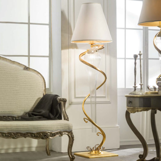Contemporary Wrought Iron Crystal Floor Lamp