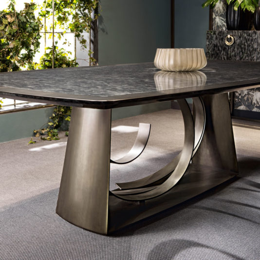 Large Modern Bronze Dining Table Set