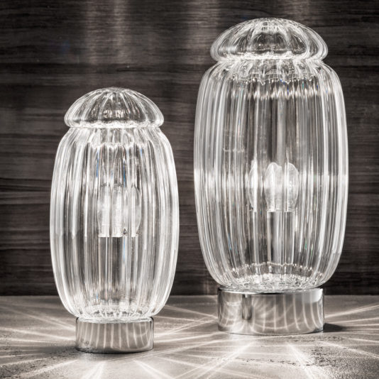 Modern Silver Murano Glass Table Lamp