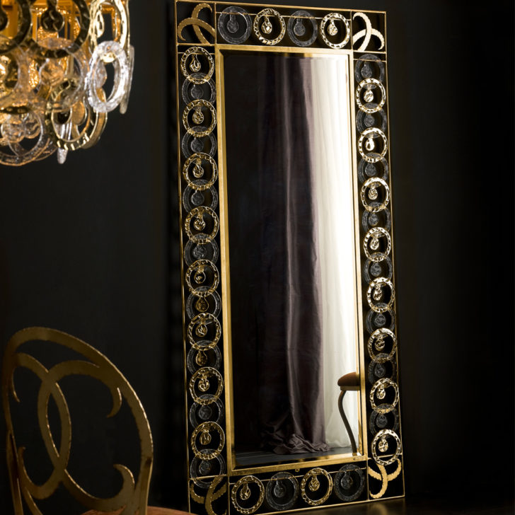 Modern Gold Ring Floor Mirror