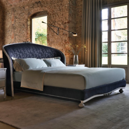 Classic Style Upholstered Winged Bed