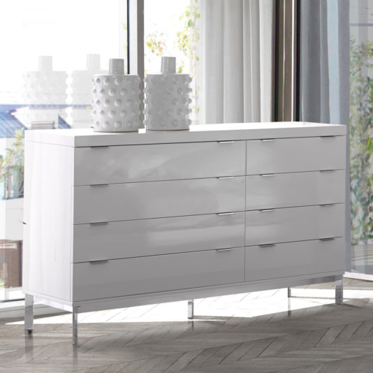 Contemporary Miami Style White Double Dresser