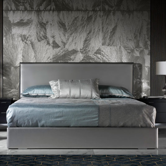 Deluxe Grey Leather Veneered Bed