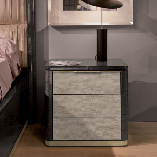 Modern Bedside Table With Leather Front
