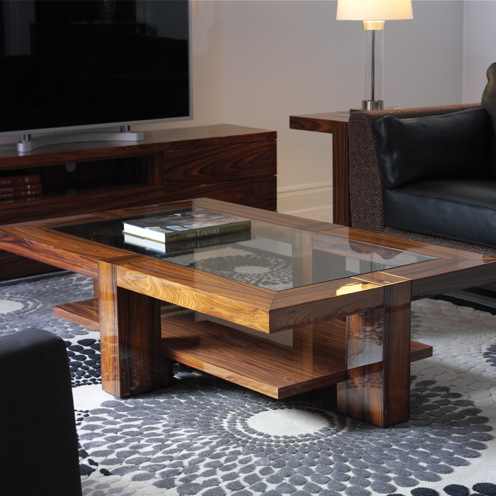 Modern Rectangular Coffee Table With Glass Top