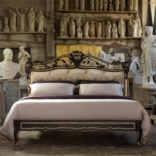 Ornate Button Upholstered Italian Bed
