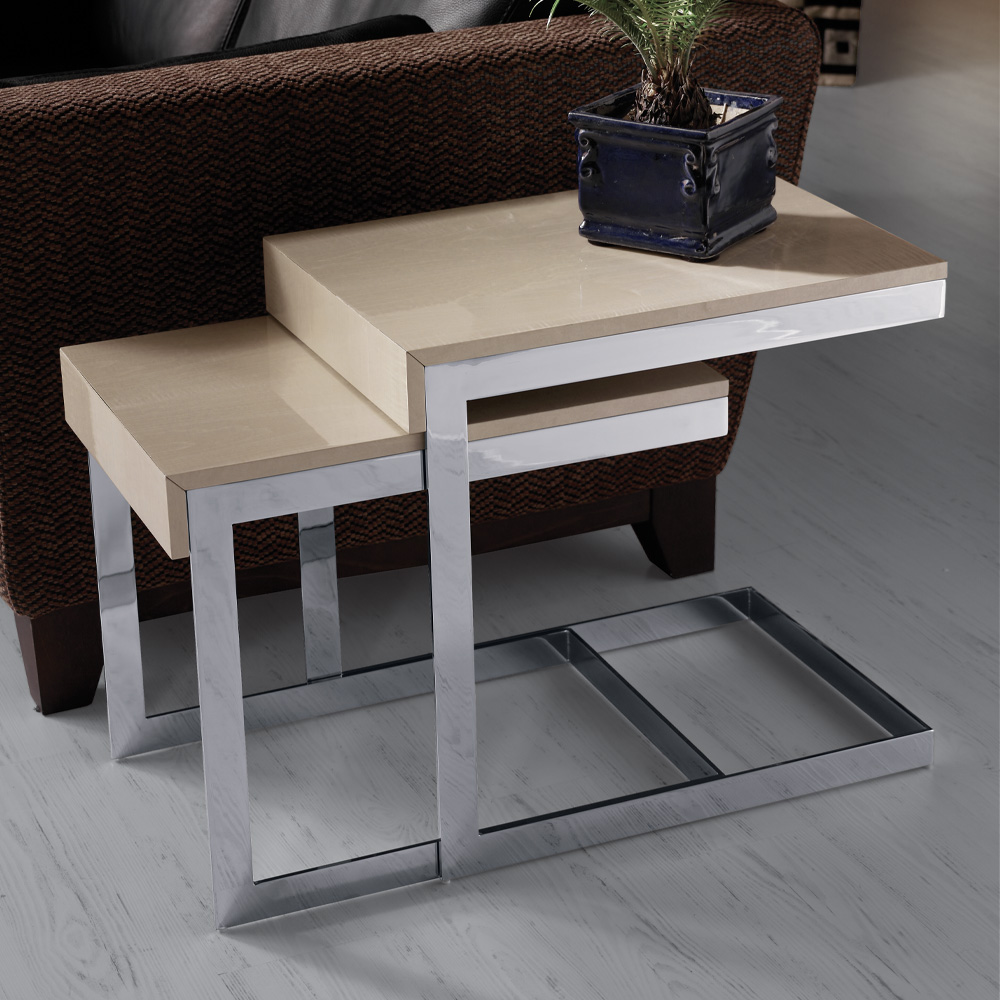 White Two-Piece Side Table Set