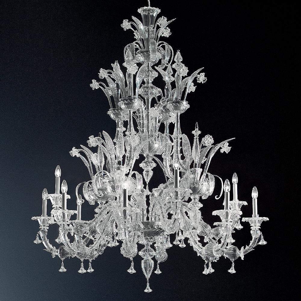 Classic Glass Chandelier With Floral Detailing