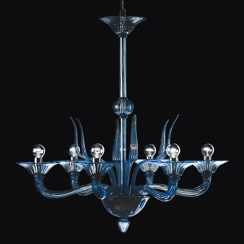 Classic Luxury Blue Glass Chandelier