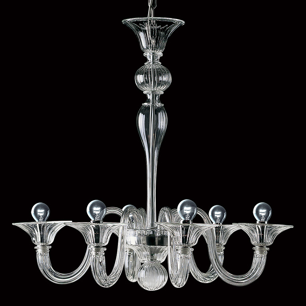 Classic Silver Glass Ribbed Detail Chandelier