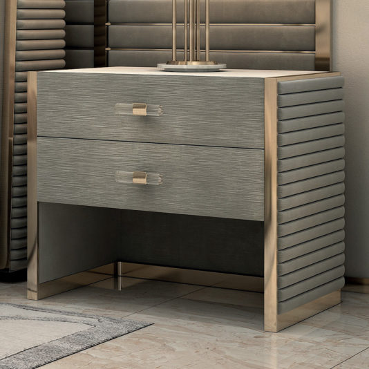 Contemporary Ribbed Detail Bedside Table