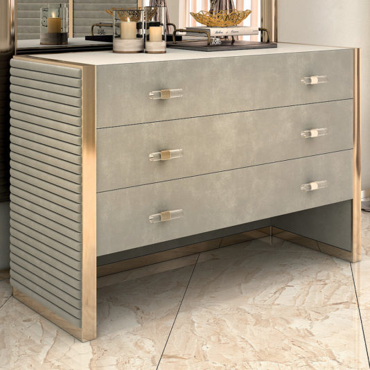 Contemporary Ribbed Detail Chest Of Drawers