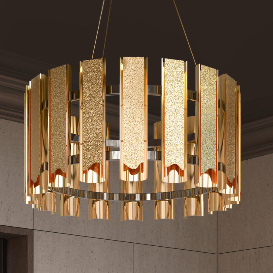 Metallic Luxury Brocade - Bright Gold Fancy Chandeliers main image 1
