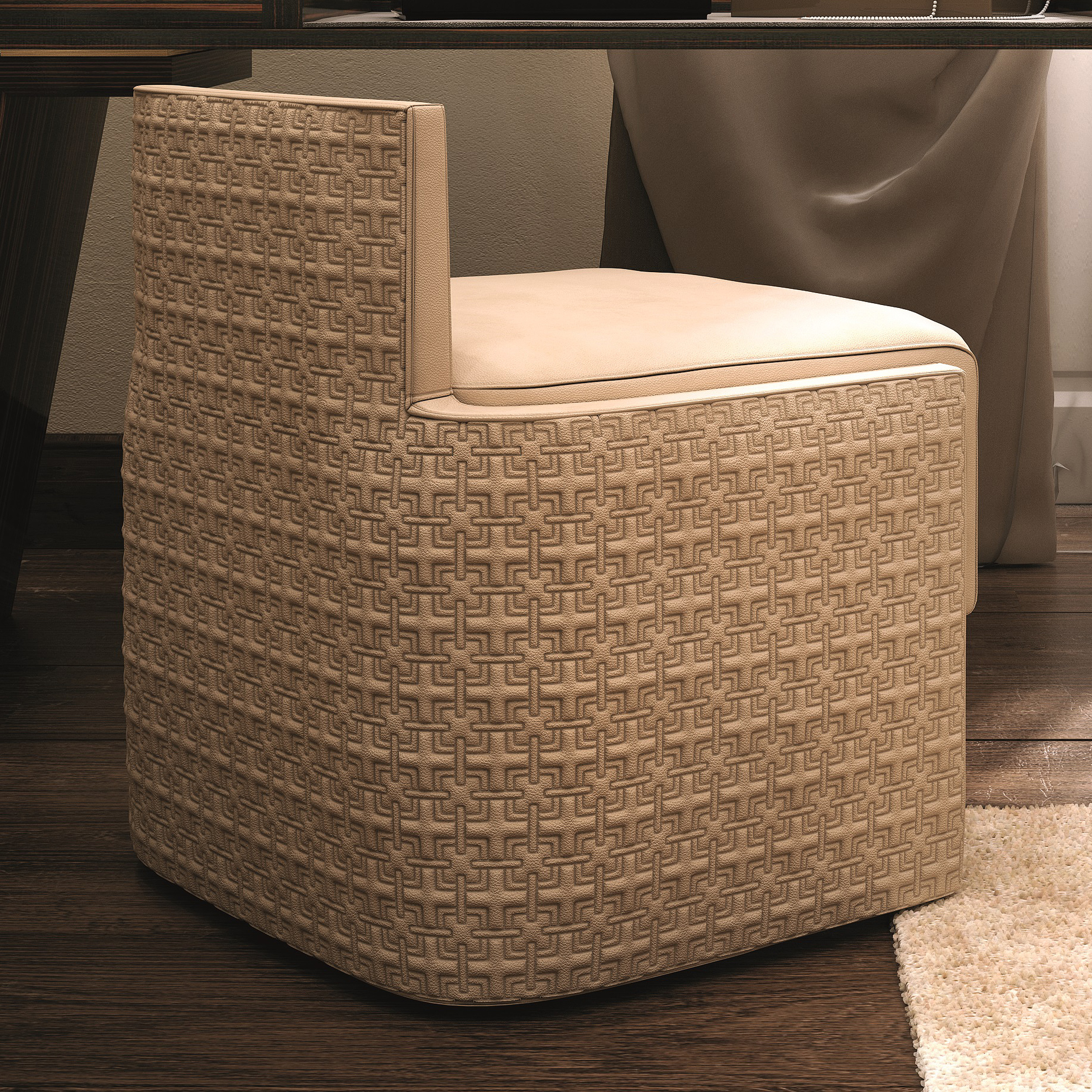 Modern Accent Chair With Embossed Pattern