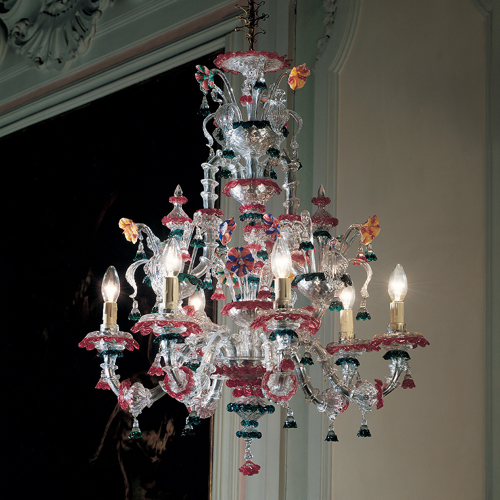 Statement Chandelier With Colourful Floral Detailing