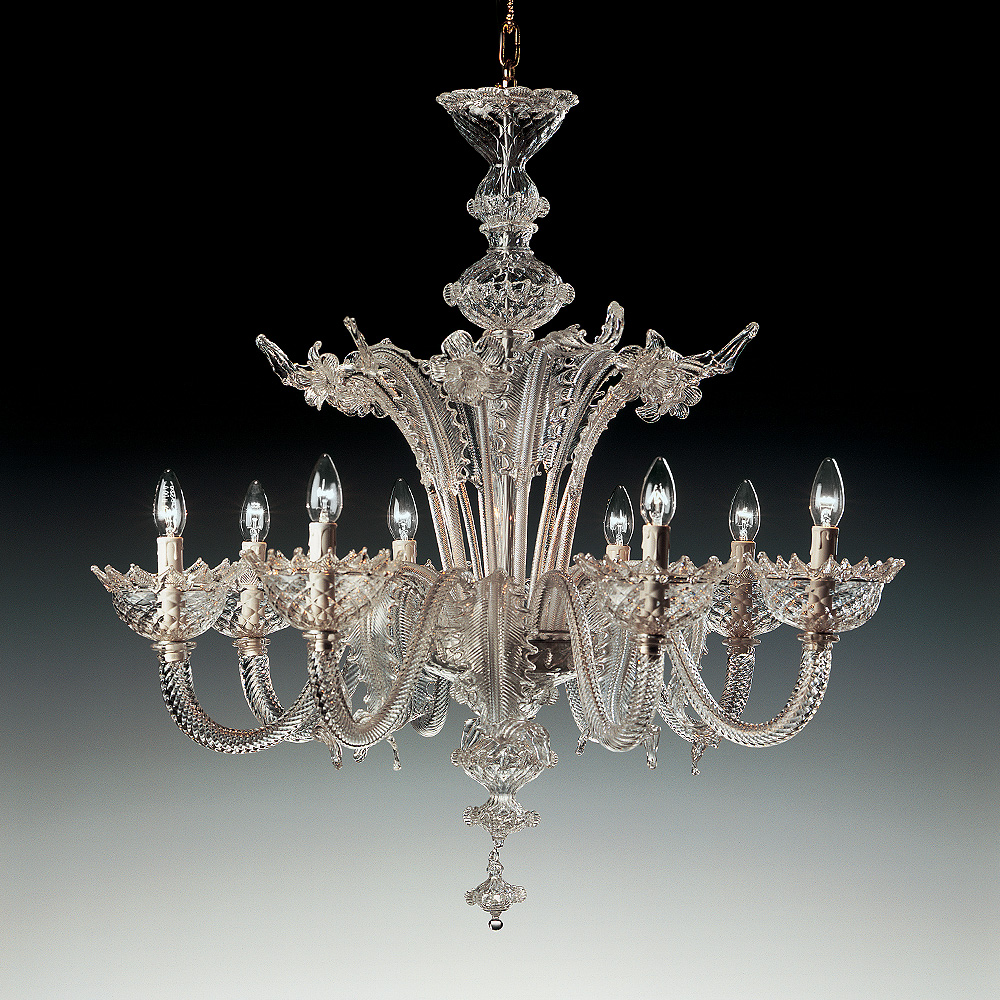 Classic Floral Clear Glass Chandelier