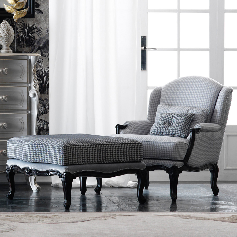 Classic Louis Style Armchair And Footstool