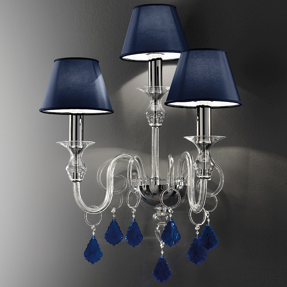 Classic Wall Light With Blue Crystal Drops