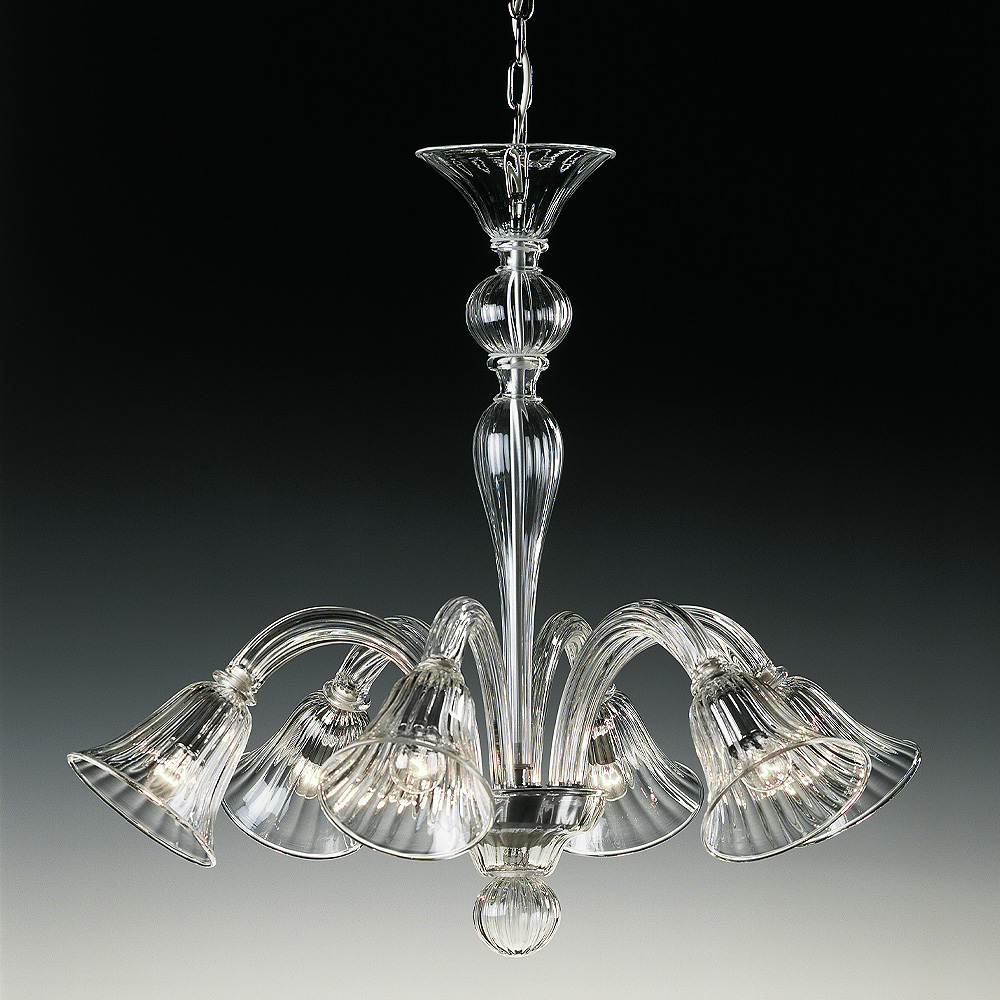 Clear Ribbed Detail Glass Chandelier