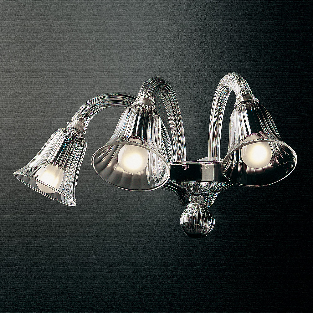 Clear Ribbed Detail Glass Wall Light