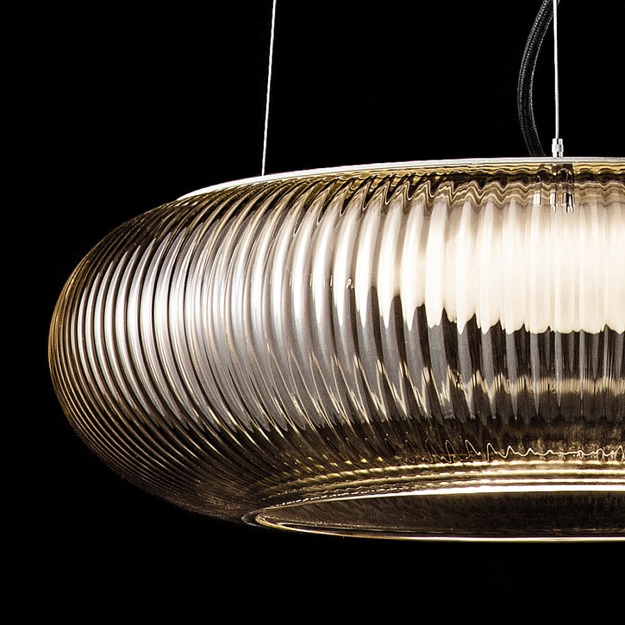 Curated visual reference: Visual Reference: Contemporary Ribbed Glass Pendant Light With Gold Frame