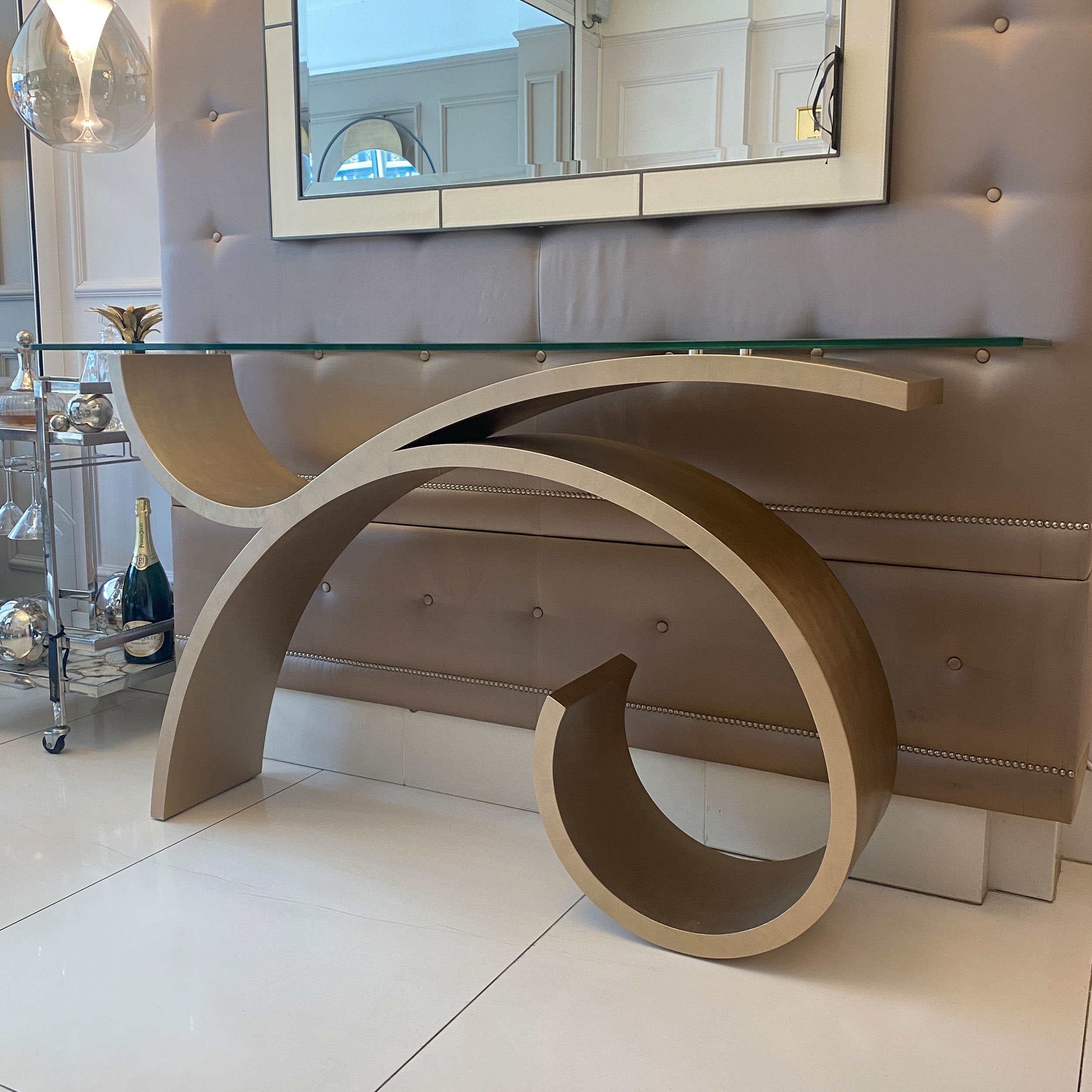 Exclusive Champagne Leaf Console Table