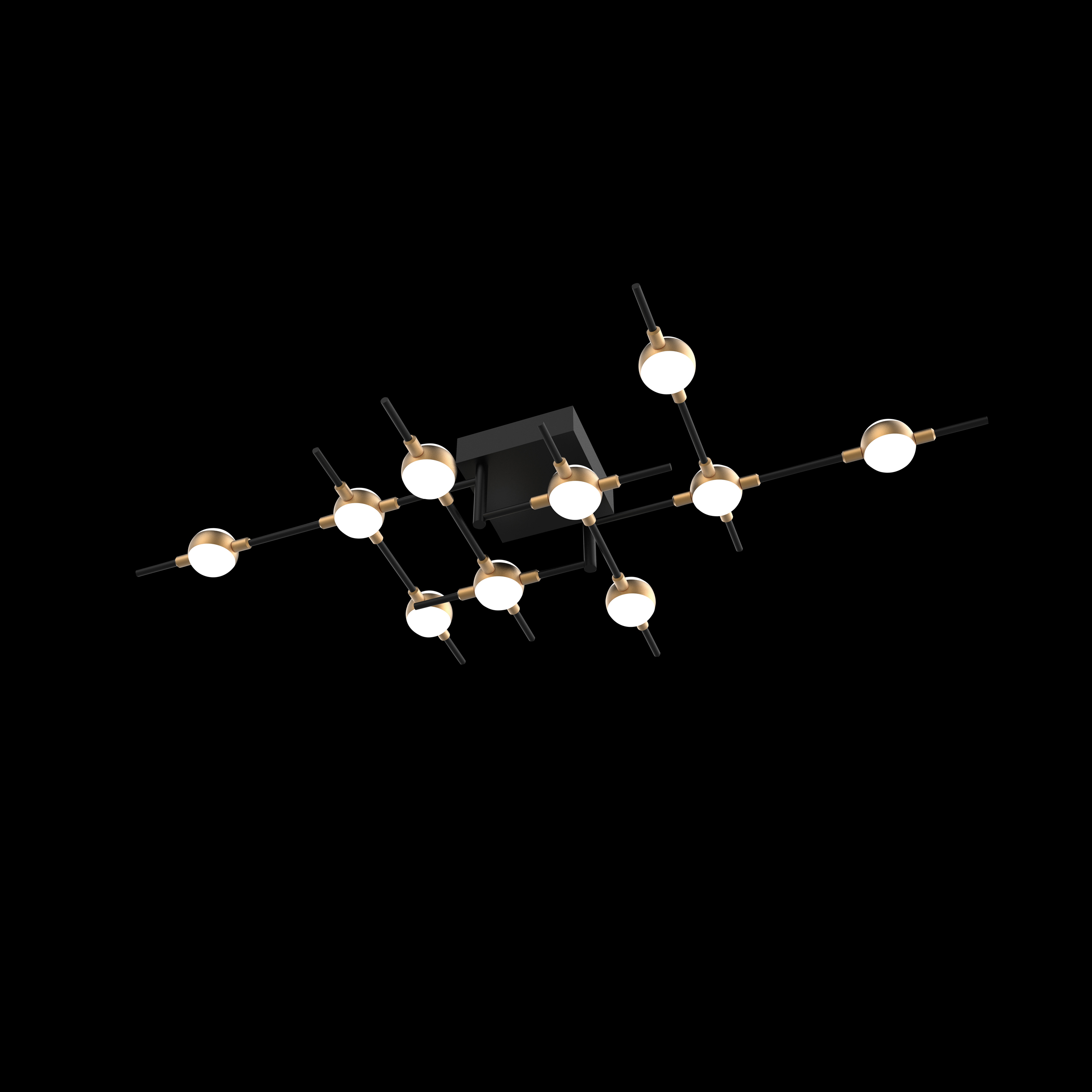 Luxury Black And Gold 10 Bulb Ceiling Light